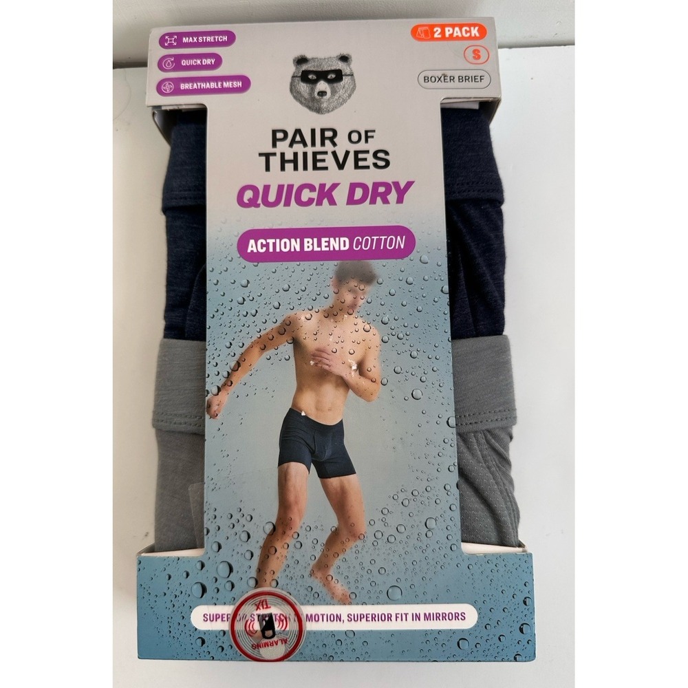 Pair of Thieves 2-PACK Men's Small Quick Dry Action Blend Cotton Boxer Briefs